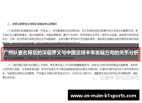 广州队更名背后的深层意义与中国足球未来发展方向的关系分析